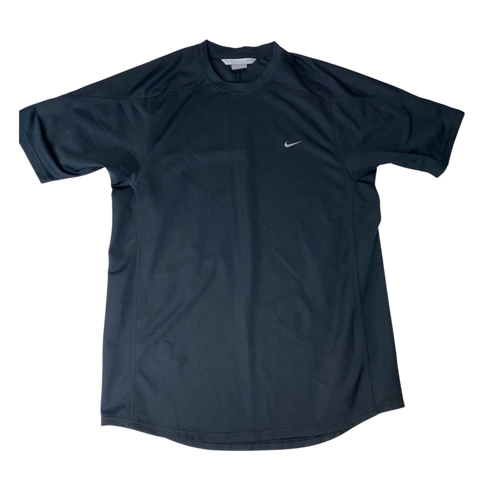 Vintage Y2K Silver Tag Nike Shirt Mini Swoosh Athletic Black Mens Large Training